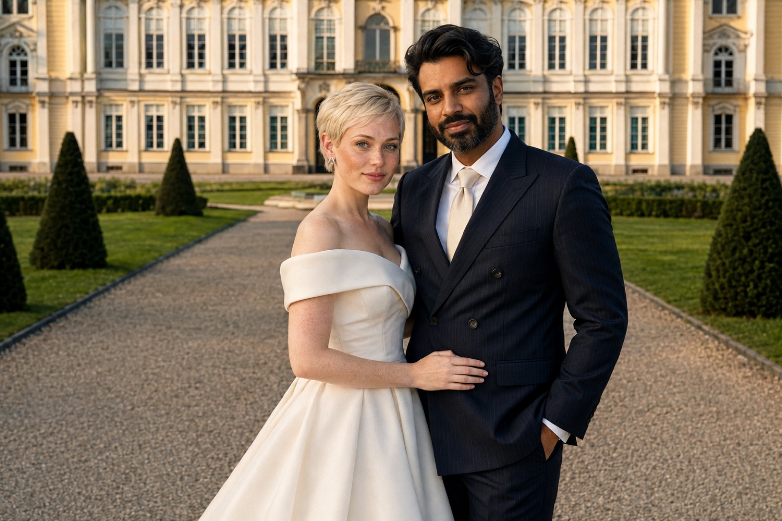 Brautpaar beim Portrait im Schlosspark Philippsruhe vor einer Hochzeit in Hanau