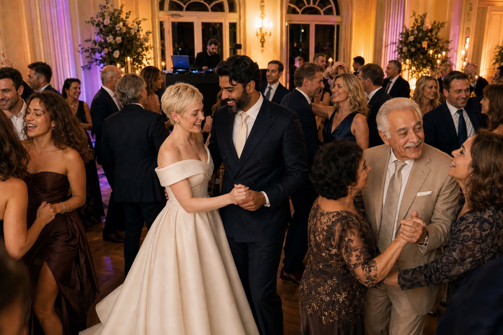 Volle Tanzfl&auml;che mit Hochzeits-DJ bei einer Hochzeit in Hanau