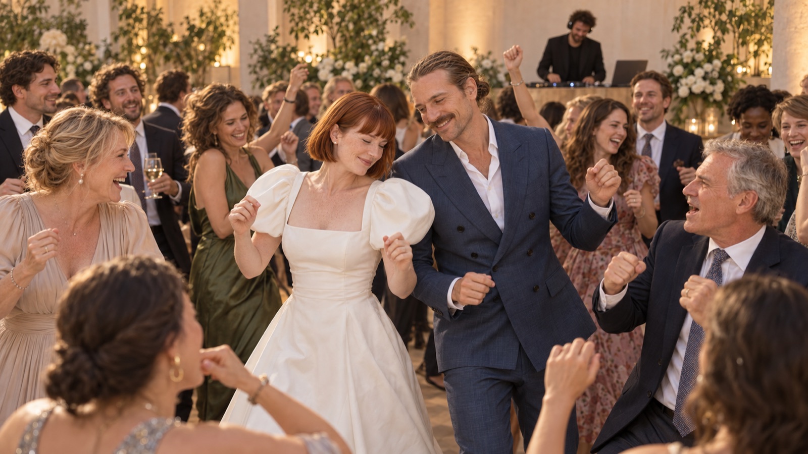 Volle Tanzfl&auml;che mit Hochzeits-DJ bei einer Hochzeit in Bonn