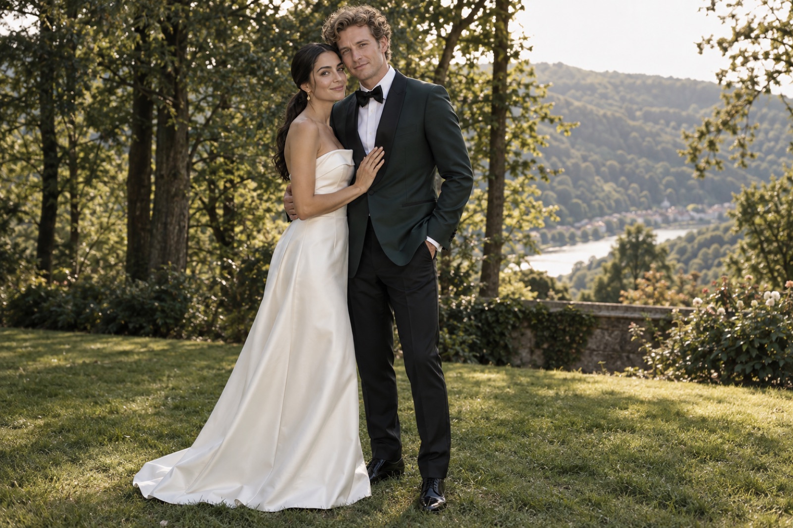 Brautpaar beim Portrait im Park einer Villa in Bonn-Bad Godesberg