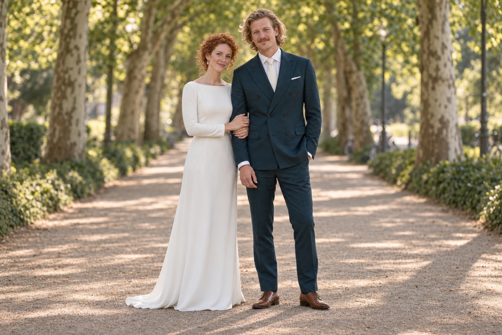 Deutsch-niederl&auml;ndisches Brautpaar beim Hochzeitsportrait in M&uuml;nster