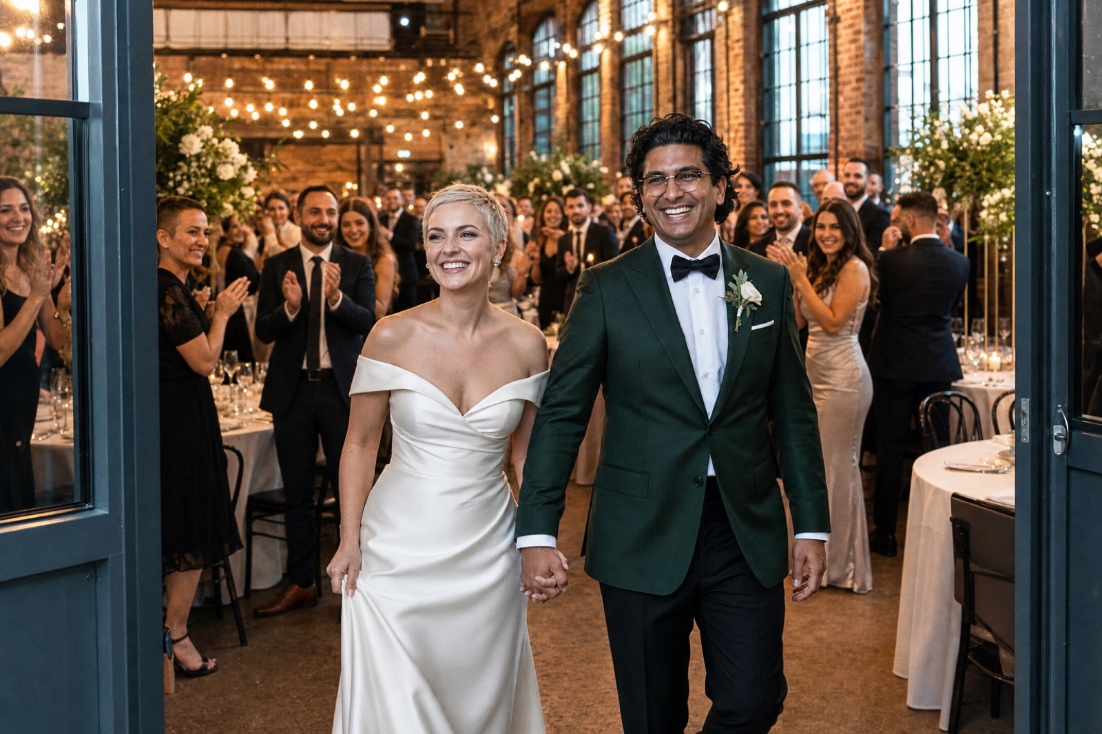 Türkisch-bosnische Hochzeit in Essen beim Einzug des Brautpaars